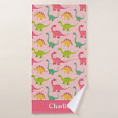 Dinosaure Rose Enfants (Serviette de bain)
