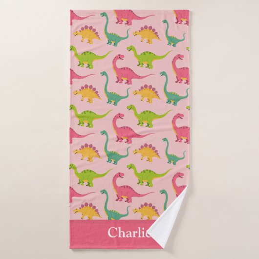Dinosaure Rose Enfants (Serviette de bain)