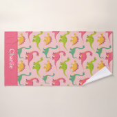 Dinosaure Rose Enfants (Serviette de bain)