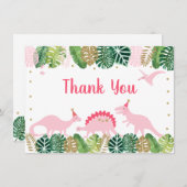 Dinosaure rose et or Merci d'anniversaire (Devant / Derrière)