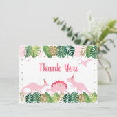 Dinosaure rose et or Merci d'anniversaire (Debout devant)