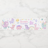 Dinosaure rose Étiquette de bouteille d'eau fête d (Étiquettes simples)