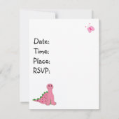 Dinosaure rose Filles mignonnes Invitation Anniver (Dos)