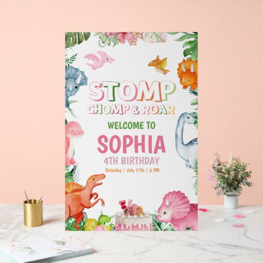 Dinosaure rose Invitation Anniversaire Dinosaure f (Mariage)