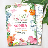 Dinosaure rose Invitation Anniversaire Dinosaure f