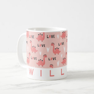 Dinosaure rose mignon Amour Mug   Cadeau personnal