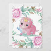 Dinosaure rose mignon et Invitations Baby showers  (Dos)
