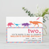 Dinosaure rose moderne Silhouette Invitation d'ann (Debout devant)