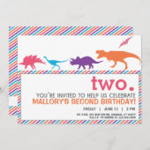 Dinosaure rose moderne Silhouette Invitation d'ann (Devant / Derrière)