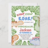 Dinosaure rouge bleu Invitations d'anniversaire (Devant)