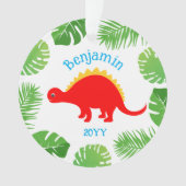 Dinosaure Rouge Stegosaurus Souvenir Noël (devant)