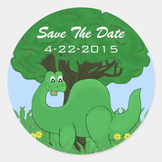 Dinosaure Souriant Enregistrer Les Stickers Date (Devant)