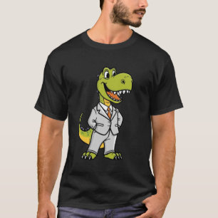 Dinosaure souriant portant un T-shirt costume