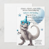 Dinosaure T-Rex féroce Invitation de fête d'annive (Devant / Derrière)