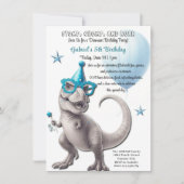 Dinosaure T-Rex féroce Invitation de fête d'annive (Devant)