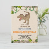 Dinosaure t-rex invitation fête d'anniversaire (Debout devant)