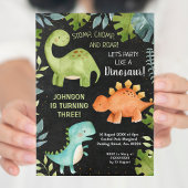 Dinosaure tableau noir Invitation d'anniversaire