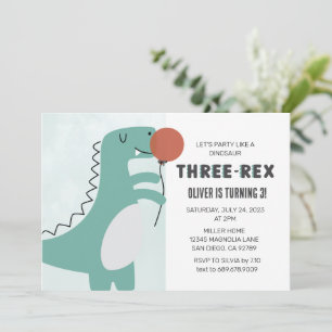 Dinosaure Trois Rex 3 Rex Invitation Anniversair