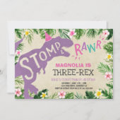 Dinosaure Trois Rex Invitation Anniversaire Dino (Devant)