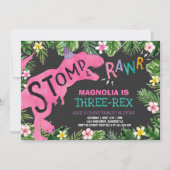 Dinosaure Trois Rex Invitation Anniversaire Dino (Devant)