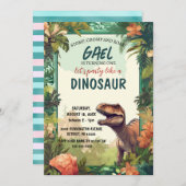 Dinosaure Turner un garçon Anniversaire Invitation (Devant / Derrière)