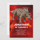 Dinosaure, un garçon, invitation à la fête d'anniv (Devant)