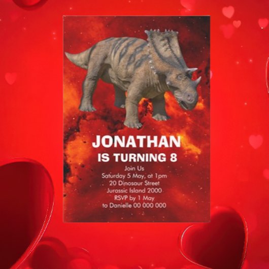 Dinosaure, un garçon, invitation à la fête d'anniv