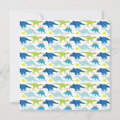 Dinosaure Vert & Bleu Invitations de fête d'annive (Dos)