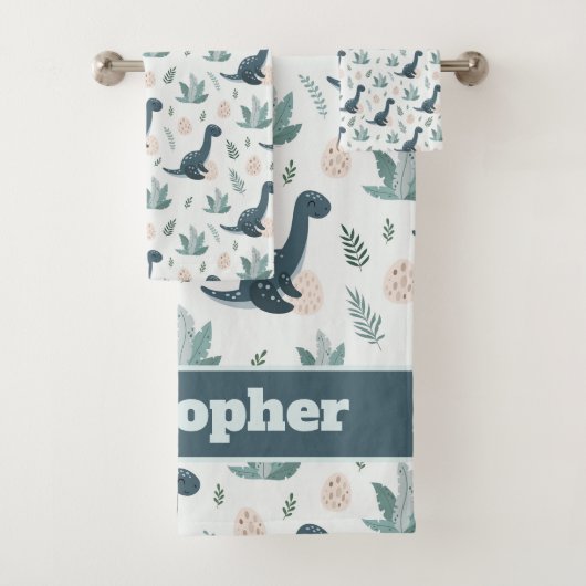 Dinosaure vert bleu mignon avec nom (En situation)