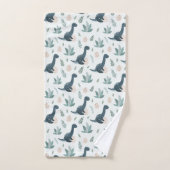 Dinosaure vert bleu mignon avec nom (Serviette à main)