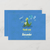 Dinosaure vert enfant sur Trike Boy Party Merci (Devant / Derrière)