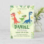 Dinosaure Vert Invitation de fête d'anniversaire (Debout devant)