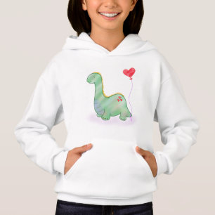 Dinosaure vert mignon avec ballon de coeur 