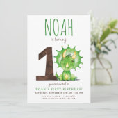 Dinosaure Vert Première Invitation d'anniversaire (Debout devant)