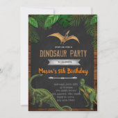 Dinosaure vintage invitation fête d'anniversaire (Devant)