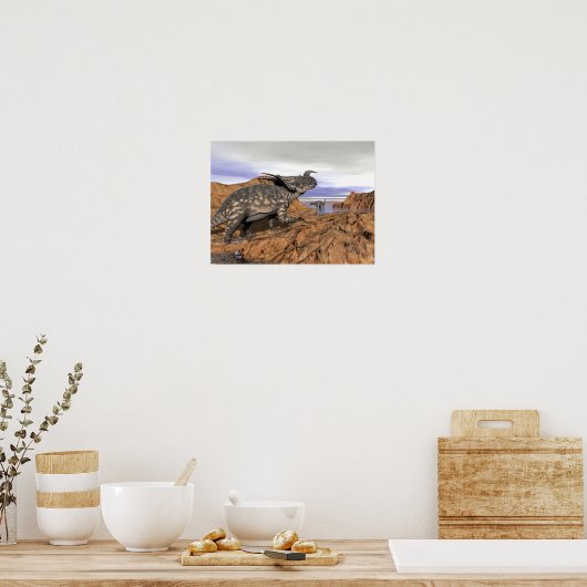 Dinosaurenlandschap - 3D-weergave Poster (Keuken)