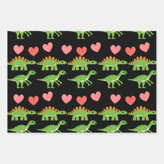Dinosaures Avec Papier Enveloppant Amour