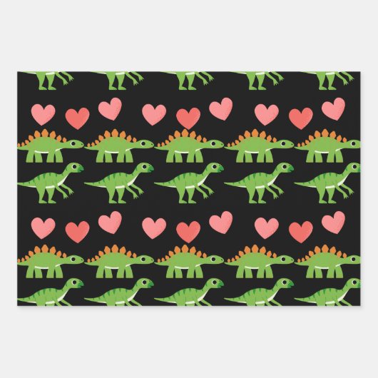 Dinosaures Avec Papier Enveloppant Amour (Devant 3)