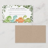 Dinosaures Baby shower Devinez combien de carte (Devant / Derrière)