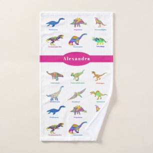 Dinosaures colorés aux noms Rose