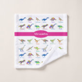 Dinosaures colorés aux noms Rose (Gant de toilette)