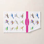 Dinosaures colorés aux noms Rose (Serviette à main)