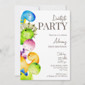 Dinosaures colorés invitation fête d'anniversaire (Devant)