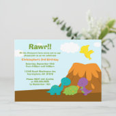 Dinosaures colorés mignon invitation fête d'annive (Debout devant)