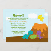 Dinosaures colorés mignon invitation fête d'annive (Devant / Derrière)