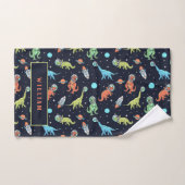 Dinosaures colorés mignons dans l'espace Motif amu (Serviette à main)