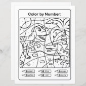 Dinosaures dans la jungle Coloriage Page par nombr (Devant / Derrière)