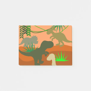Dinosaures dans les notes de post-it sauvages