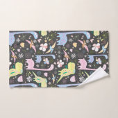 Dinosaures de dessin mignon Nom du Motif gris fonc (Serviette à main)