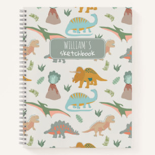 Dinosaures Enfants Dessinés à la Main Boho Cahier